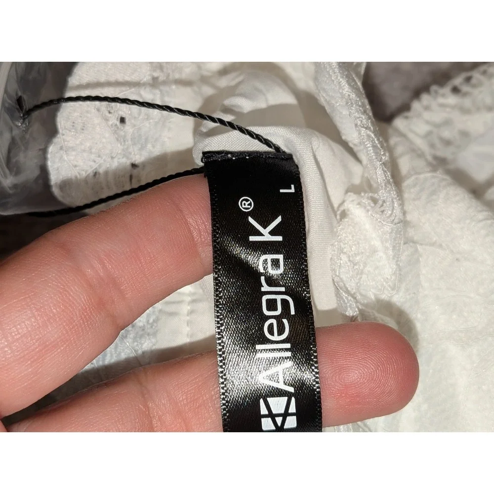 Allegra K White Lace Mock Neck Long Sleeve Mini Dress Women's Size L NWT NO BELT - Picture 5 of 11